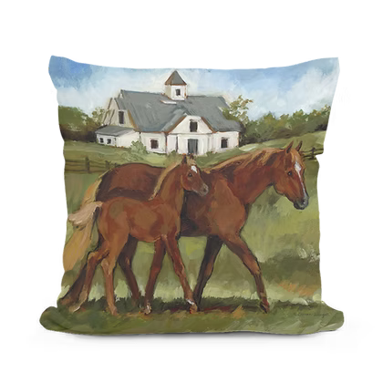 Brown Horses Pillow