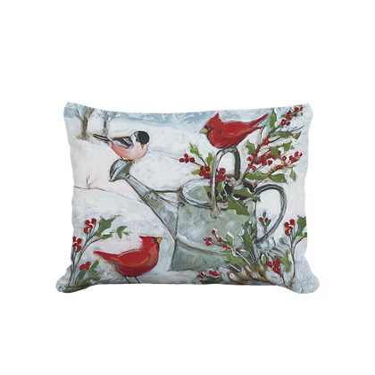 Winter Watering Can with Birds Pillow
