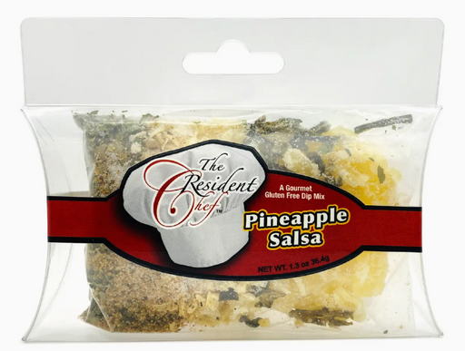 Packaged Pineapple Salsa mix by The Resident Chef on a white background