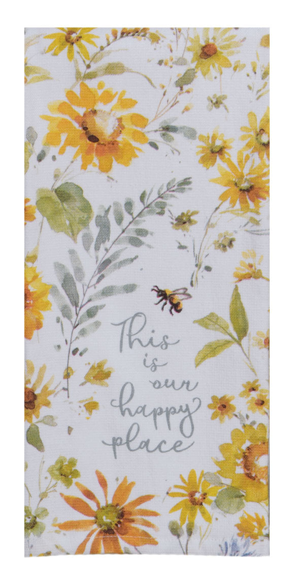 Sunflowers Forever Happy Place Dual Purpose Terry Towel