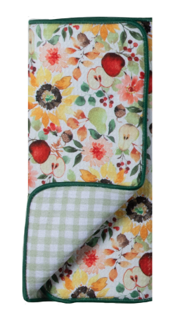 Floral-patterned blanket with a checkered border on a white background