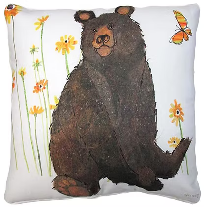 Black Bear w/Yellow Butterfly Pillow