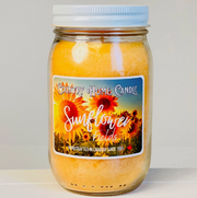 Jar of 'Sunflower Fields' candle by Country Home Candle on a white background