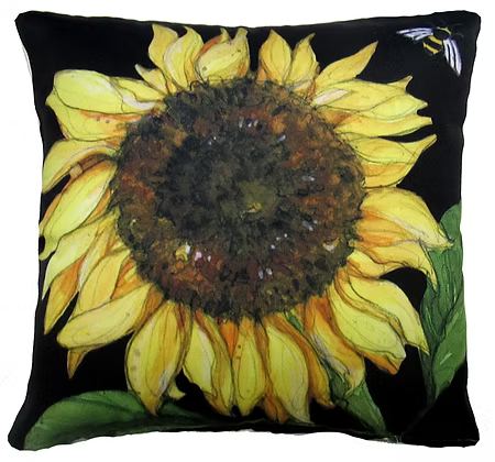 Sunflower on Black Pillow