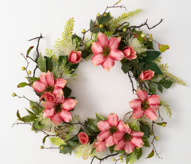 PINK CLEMATIS WREATH - 27'