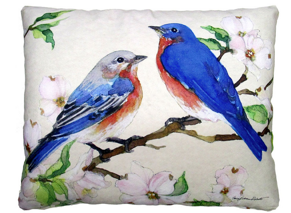 Birds on Branch Pillow - Rectangle