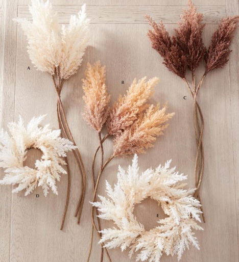 Flocked Cream Pampas Grass Candle Ring