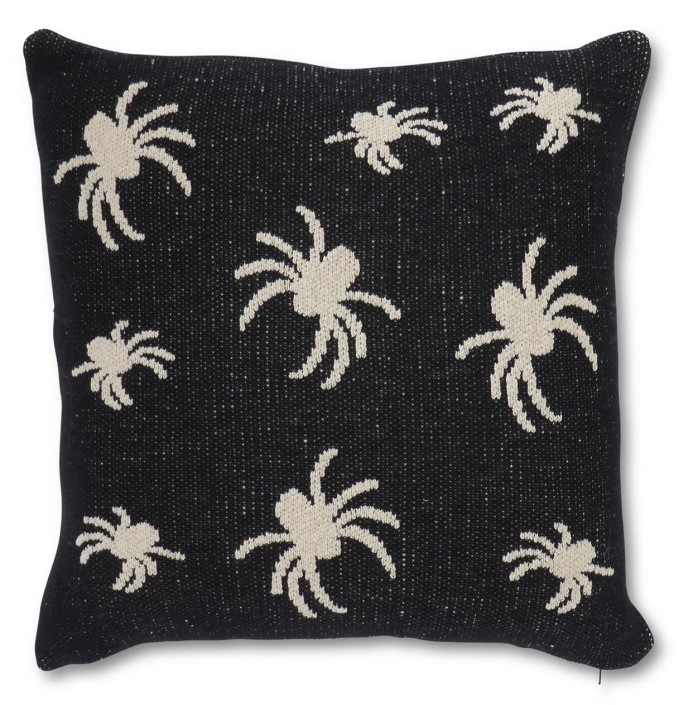 KNIT BLACK & CREAM SPIDER PILLOW