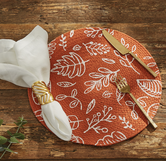 Leaf Round Placemat Sienna - Set of 4 - 2 Colors