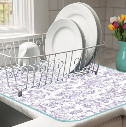 Spring Bunny Toile Drying Mat