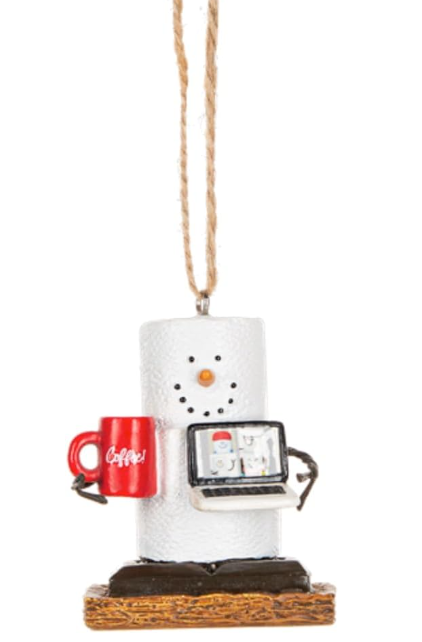 Smores Chat Online Snowman Plastic Holiday Christmas Ornament