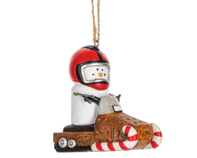 Smores Snowmobile Snowman  Holiday Christmas Ornament