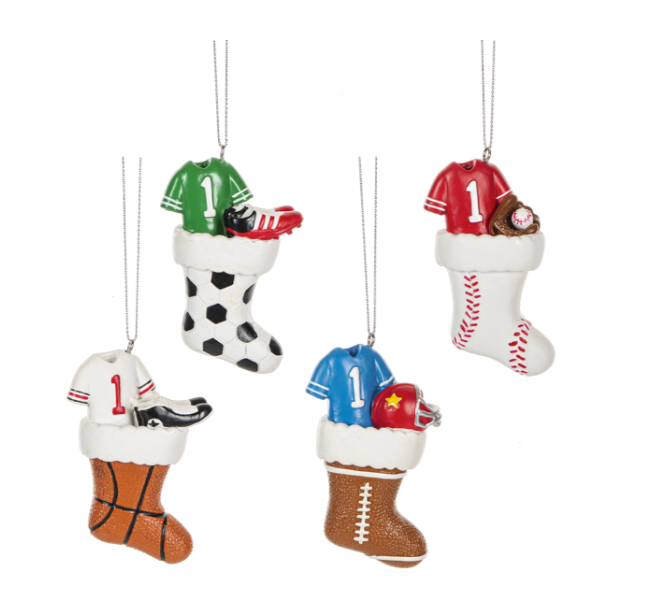 Sport Stocking Ornaments - 4 Styles