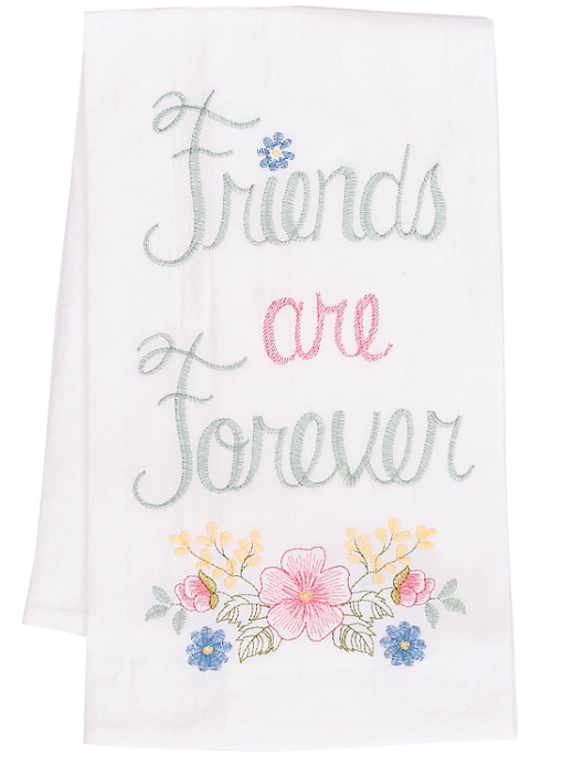 Friends are Forever Floral Botanical Flour Sack Kitchen Towel