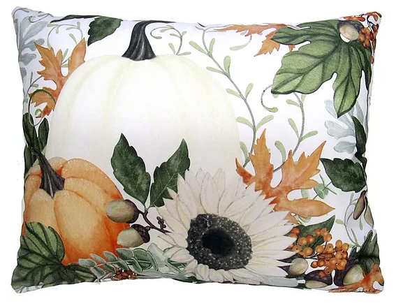 Farmhouse White Pumpkin Pillow - Rectangle