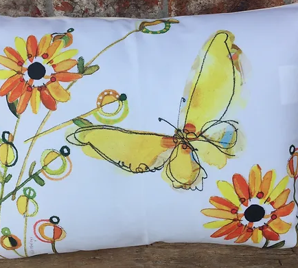 Butterfly Flower Pillow - Square