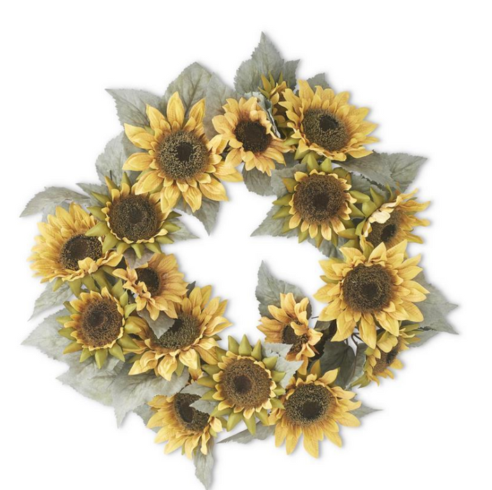 Sunflower Wreath on Vine Base - 24" - 2 Colors