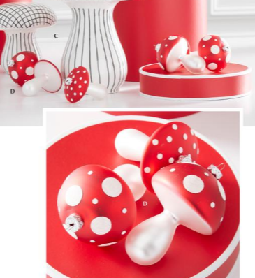 Red & White Polka Dot Mushroom Glass