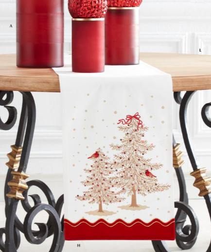 Cardinals & Trees Table Runner w/Sequin - 72"