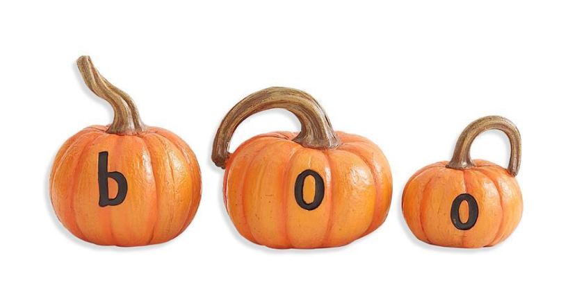 Orange Boo Pumpkins - Set of 3