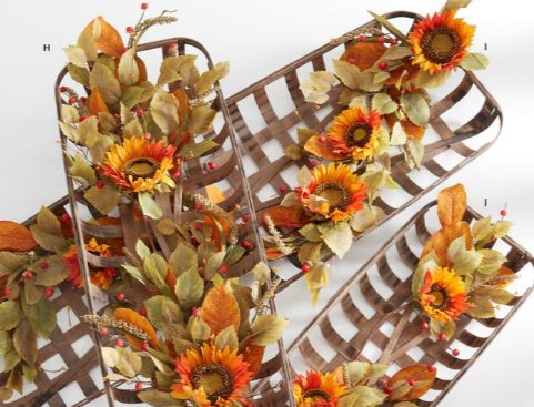 Orange Sunflower W/Mini Pumpkins Berry Sprigs - 2 Sizes