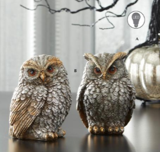 Silver And Gold Metallic Resin Owls - Set of 2