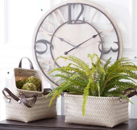 Wood and Black Metal Clock - 27"