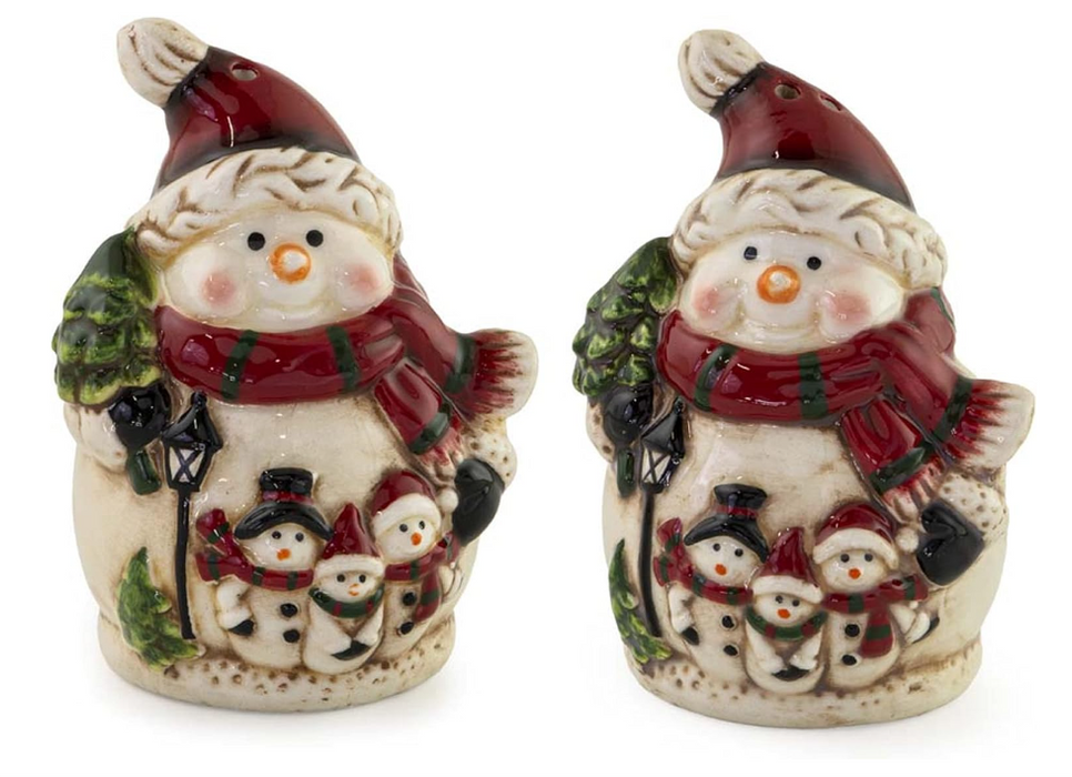 Holiday Ceramic Salt & Pepper Shakers - Jolly Snowman