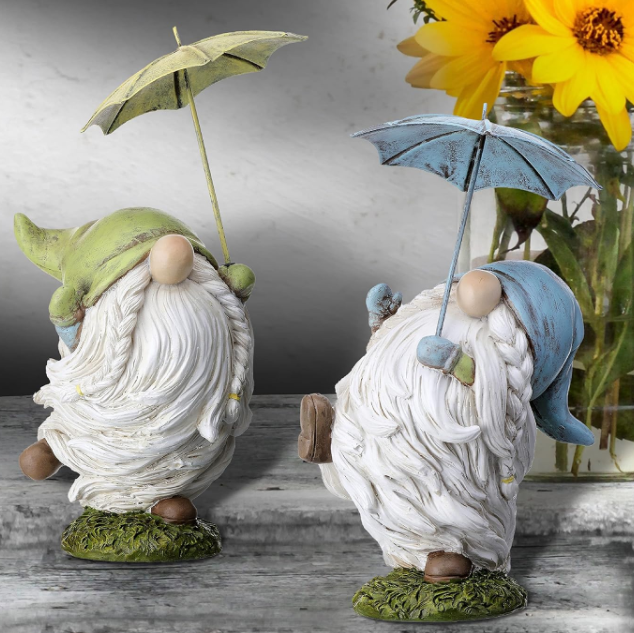 Gnome with Metal Umbrella - 2 Options