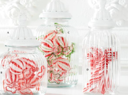 Hand Painted Red & White Glass Candy