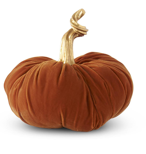 Orange Velvet Stuffed Pumpkin with Twist Stem - 2 Sizes