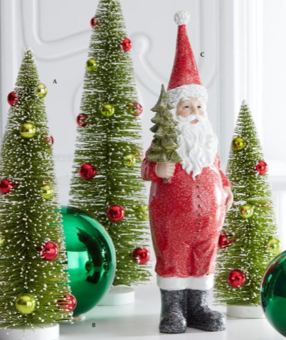 Red Glittered Santa Holding Tree
