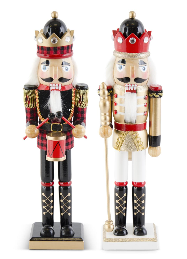 Wood Nutcrackers with Crowns - 2 Styles