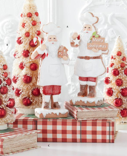 Sugared Chef Santas Holding Gingerbread