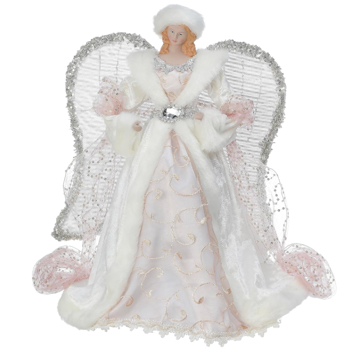 Angel With Fur Hat Tree Topper