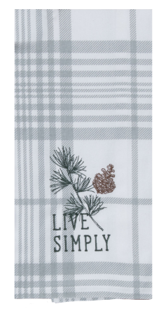 Tranquility Lodge Live Simply Pinecone Embr. Tea Towel