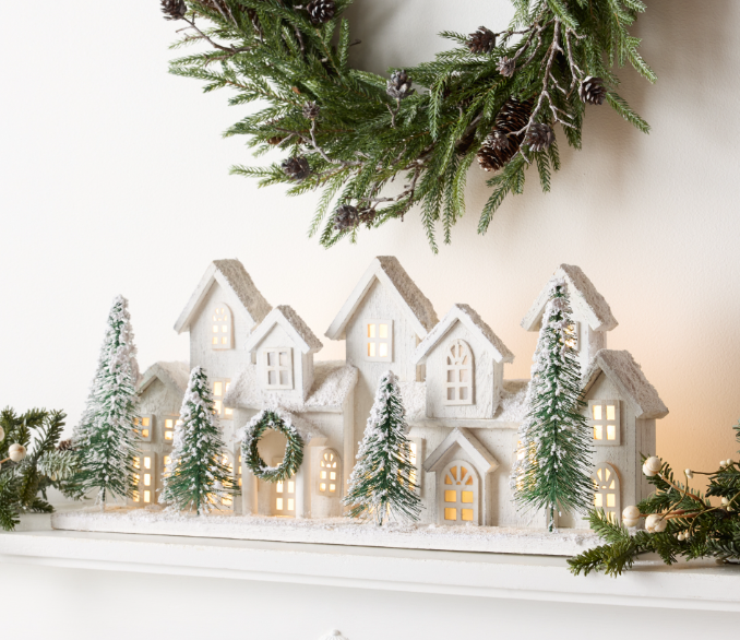 Large Light Up White Houses