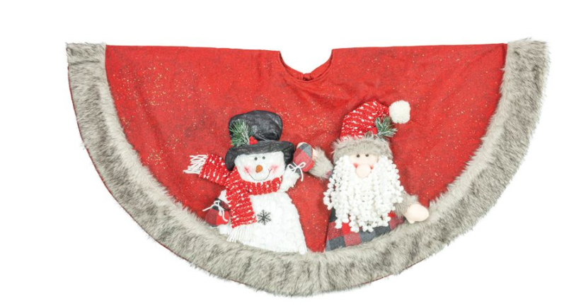 Holiday Plaid Snowman Tree Skirt