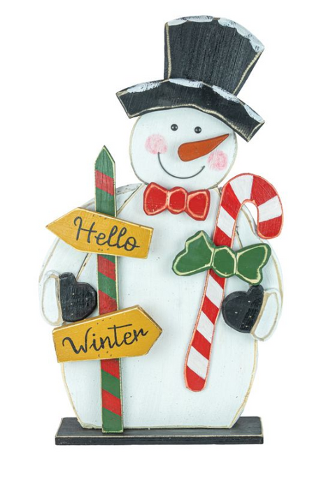 Hello Winter Snowman Wooden Stander