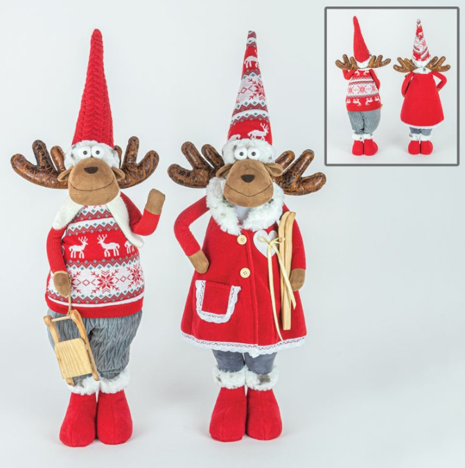 Winter Red Moose Stander - 2 Asst Large