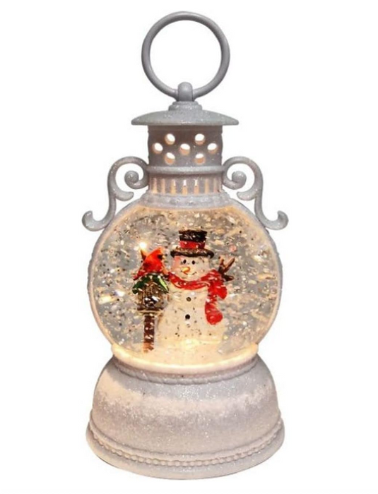 Snowman/Cardinal Lighted Water Lantern