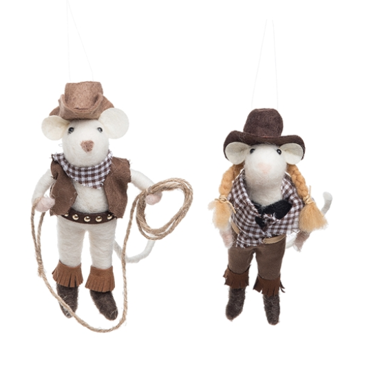 Cowboy & Girl Mouse Ornament - 2 Styles