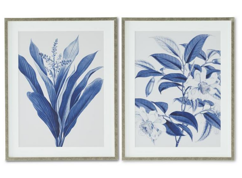 BLUE & WHITE BOTANICAL PRINTS FRAMED - 2 Options