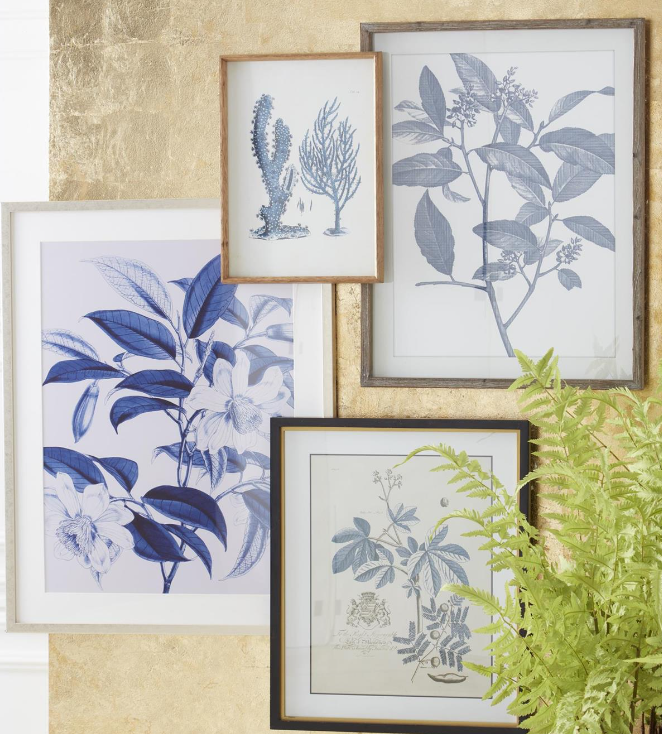 BLUE & WHITE BOTANICAL PRINTS FRAMED - 2 Options