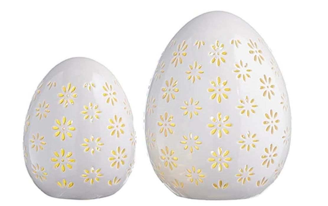 White Lighted Egg Set of 2