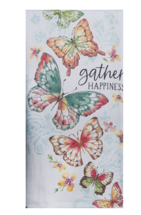 Garden Butterfly Gather Happiness Dual Purpose Terry Towel