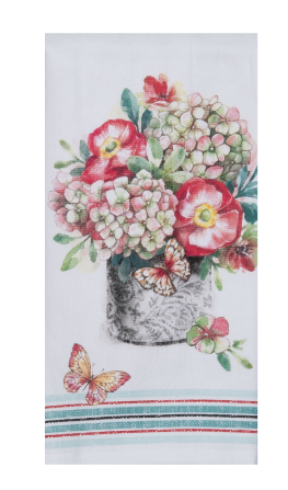 Garden Butterfly Floral Bouquet Dual Purpose Terry Towel
