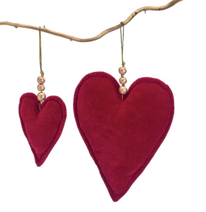 Red Velvet Heart Ornament - 2 Sizes