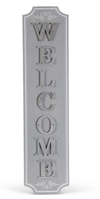 WOOD W/TIN WELCOME SIGN