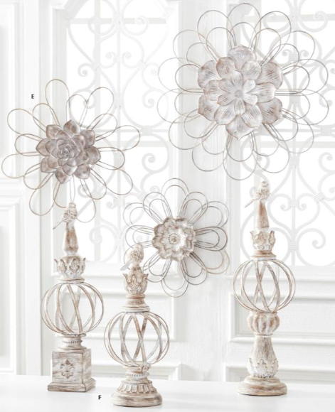 Gray Metal Wall Flowers w/Resin Centers -